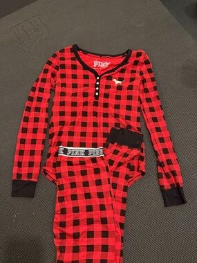 PINK Red and Black Buffalo Plaid Pajama set